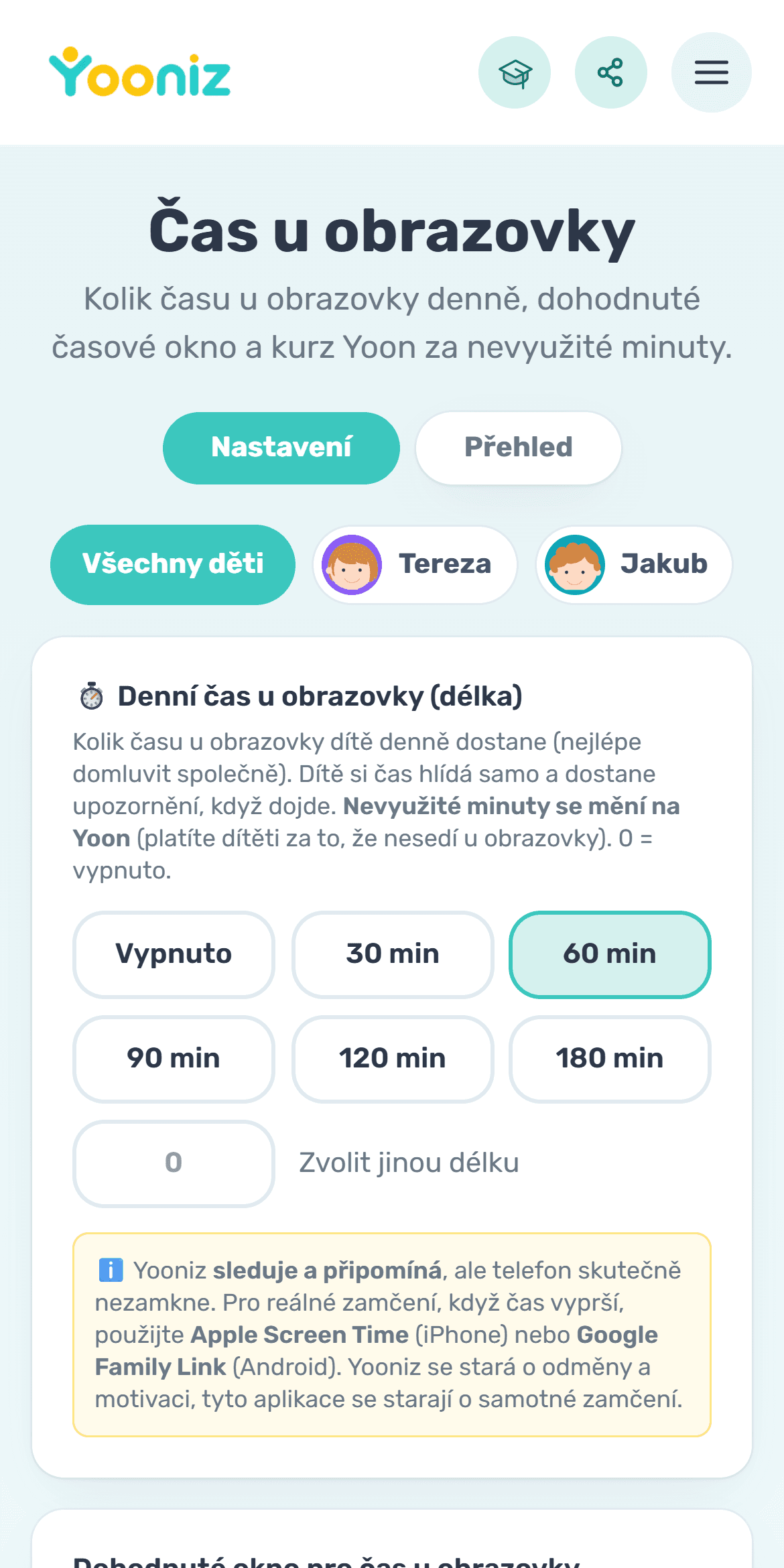 Domluvíte čas u obrazovky