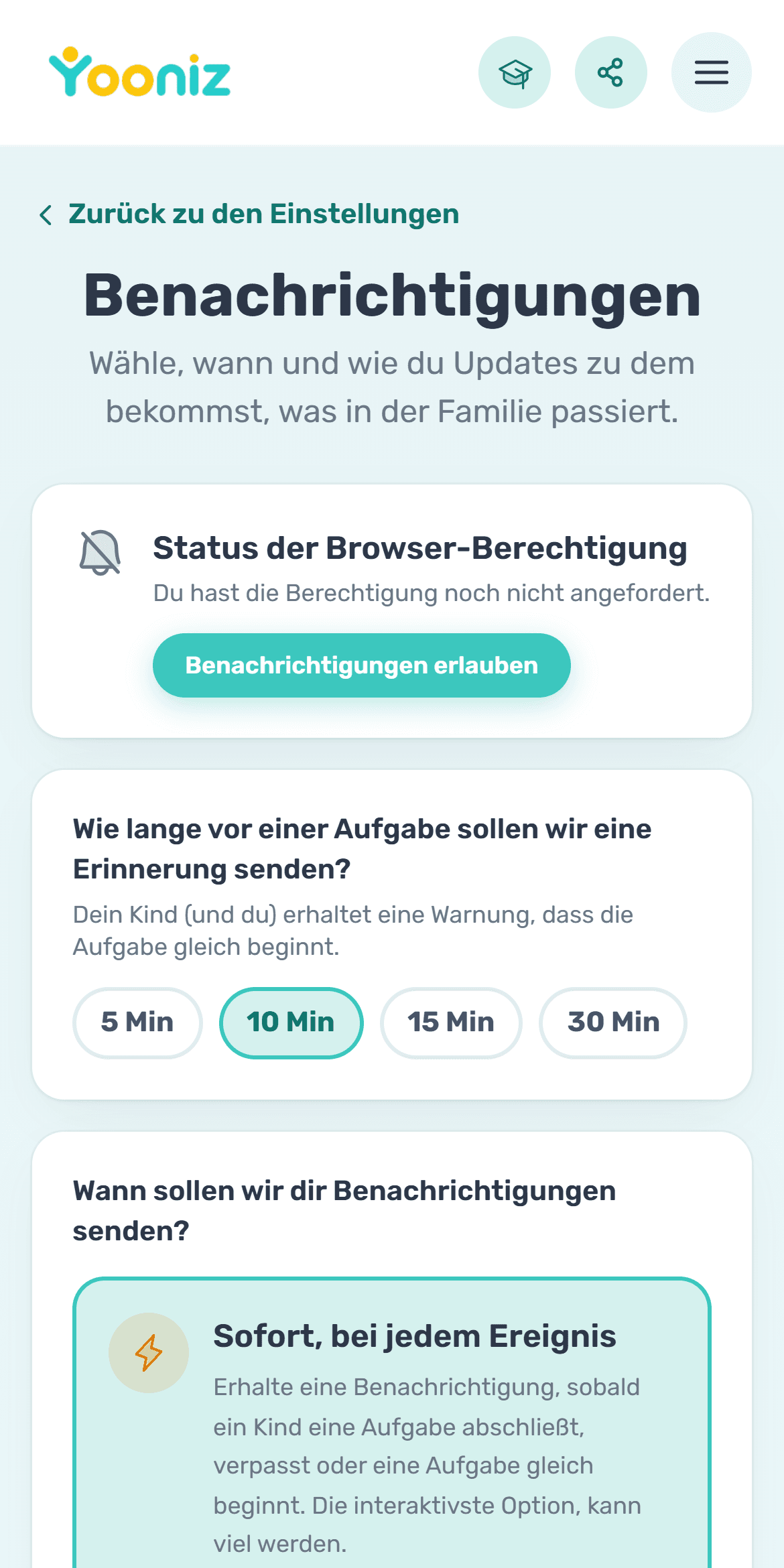 Stell Benachrichtigungen und Erinnerungen ein