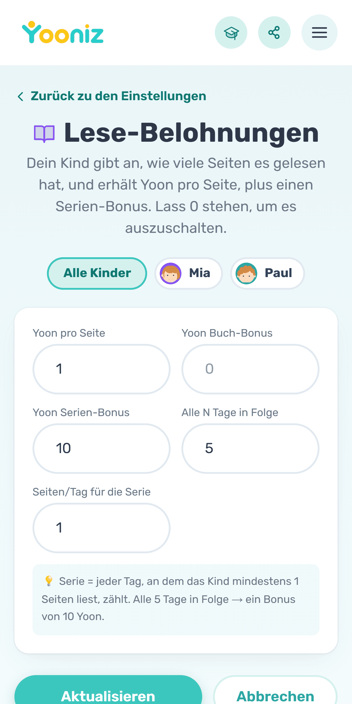 Du kannst auch das Lesen belohnen