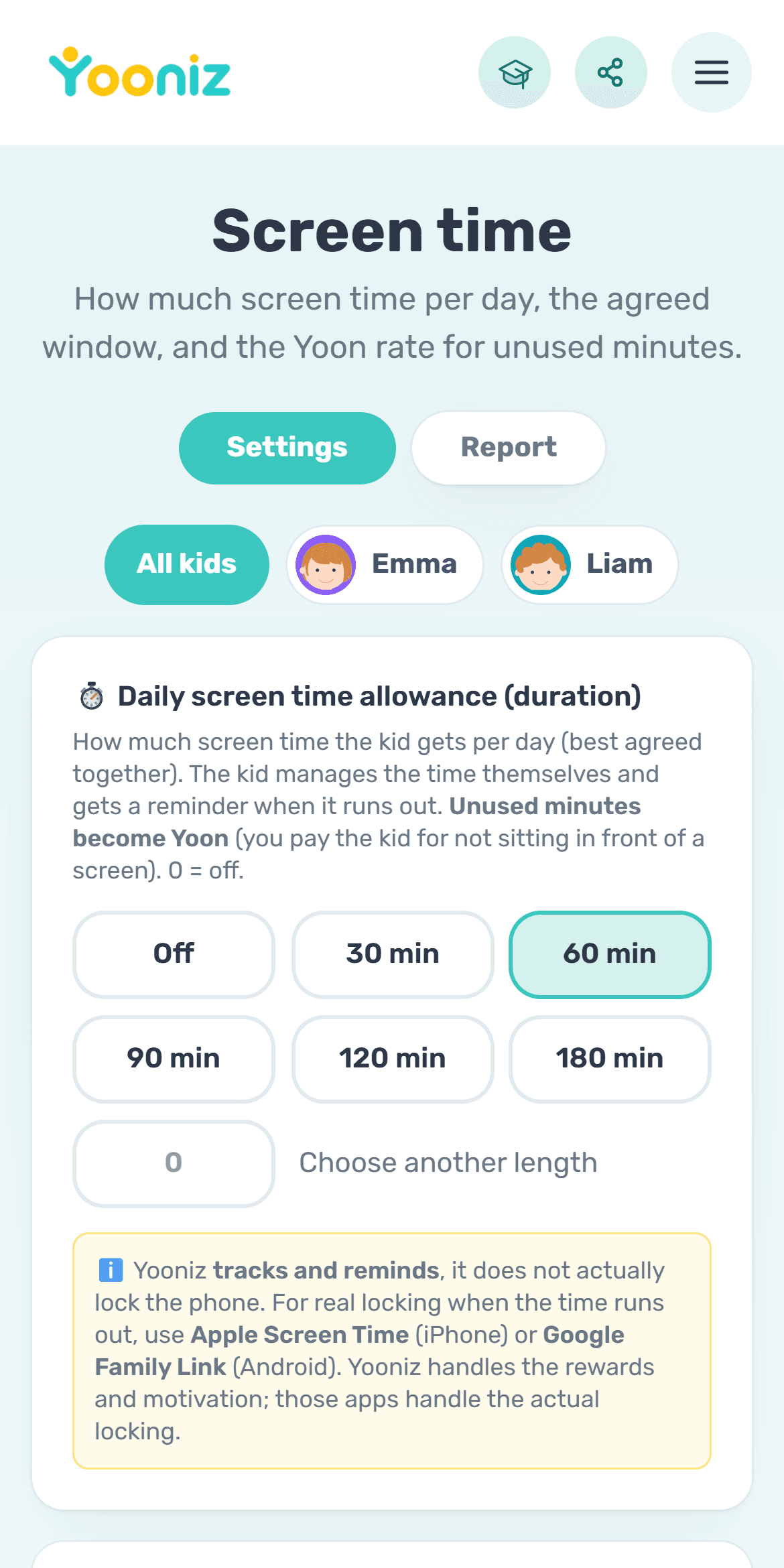 Set an agreed screen time