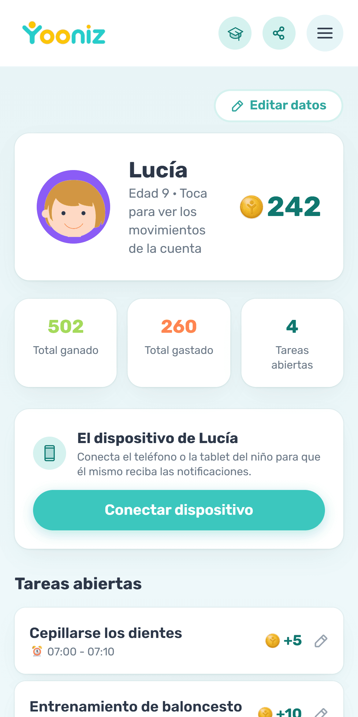 Conecta los dispositivos de los niños