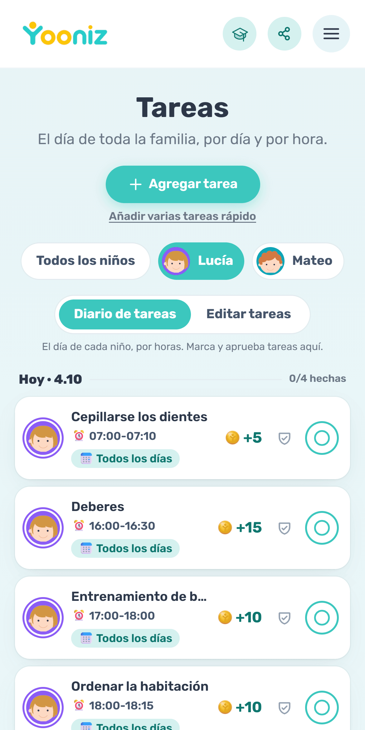 Arma las tareas y la rutina