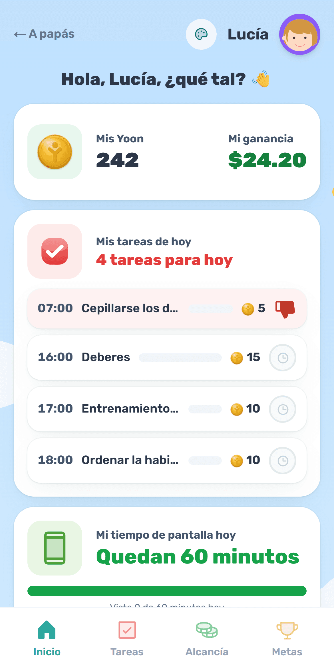 El niño empieza a ganar