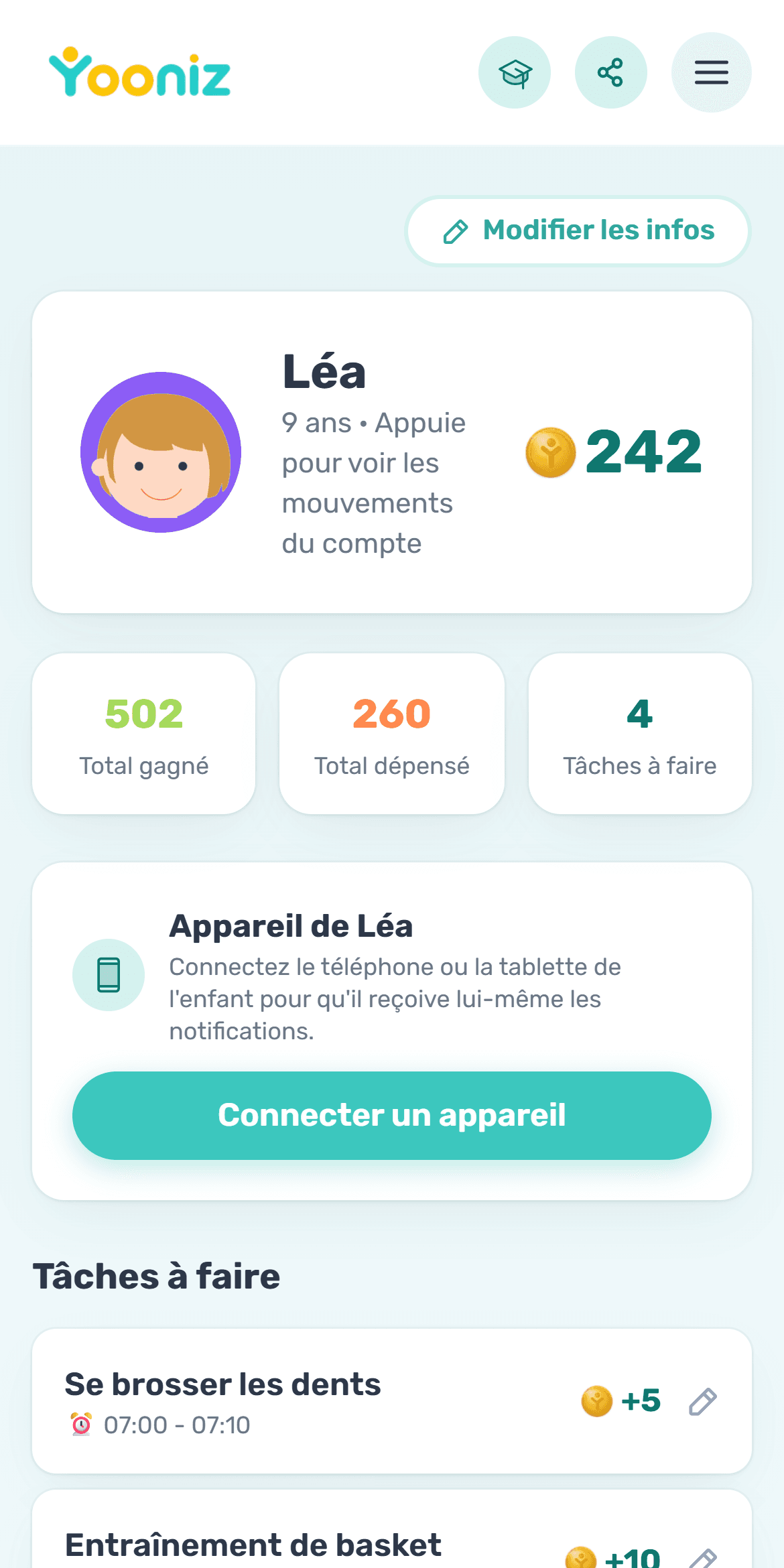Connectez les appareils des enfants