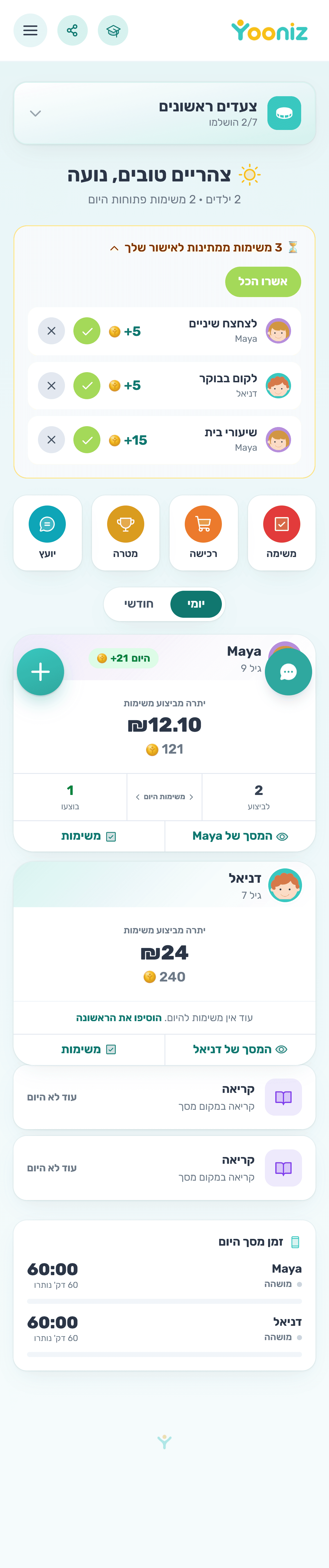 Parent control panel