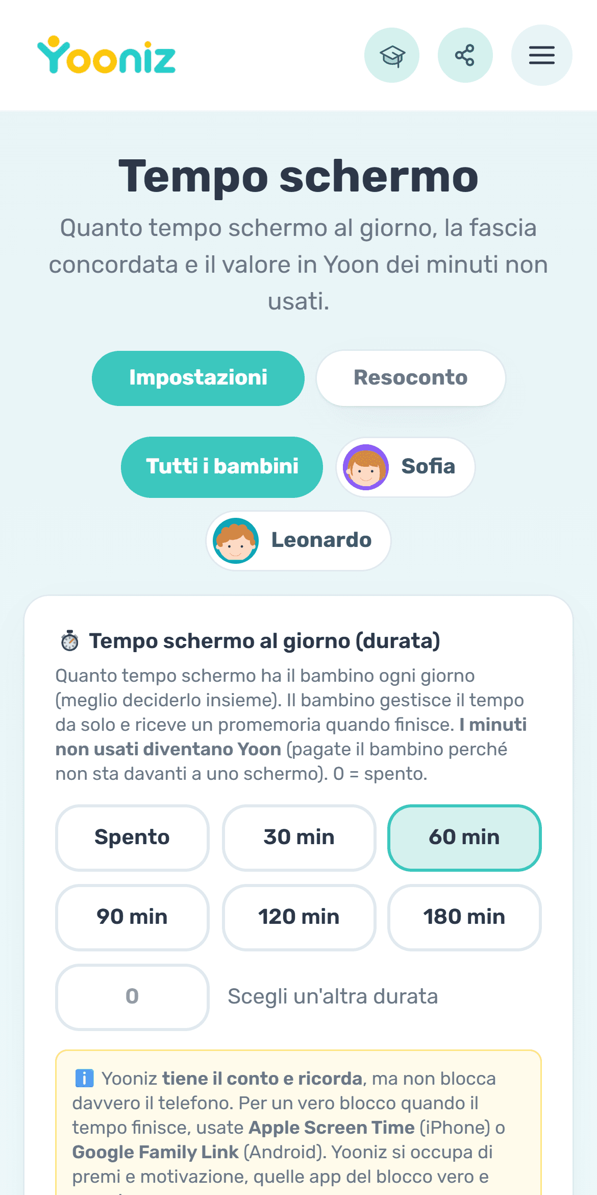 Stabilite un tempo schermo concordato