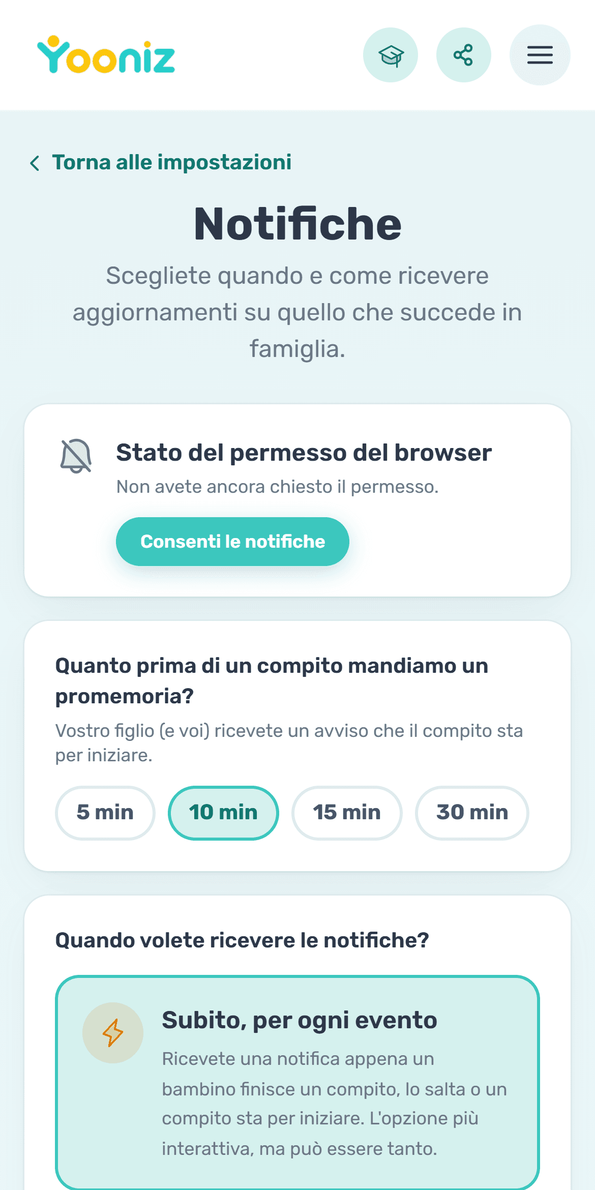 Impostate notifiche e promemoria