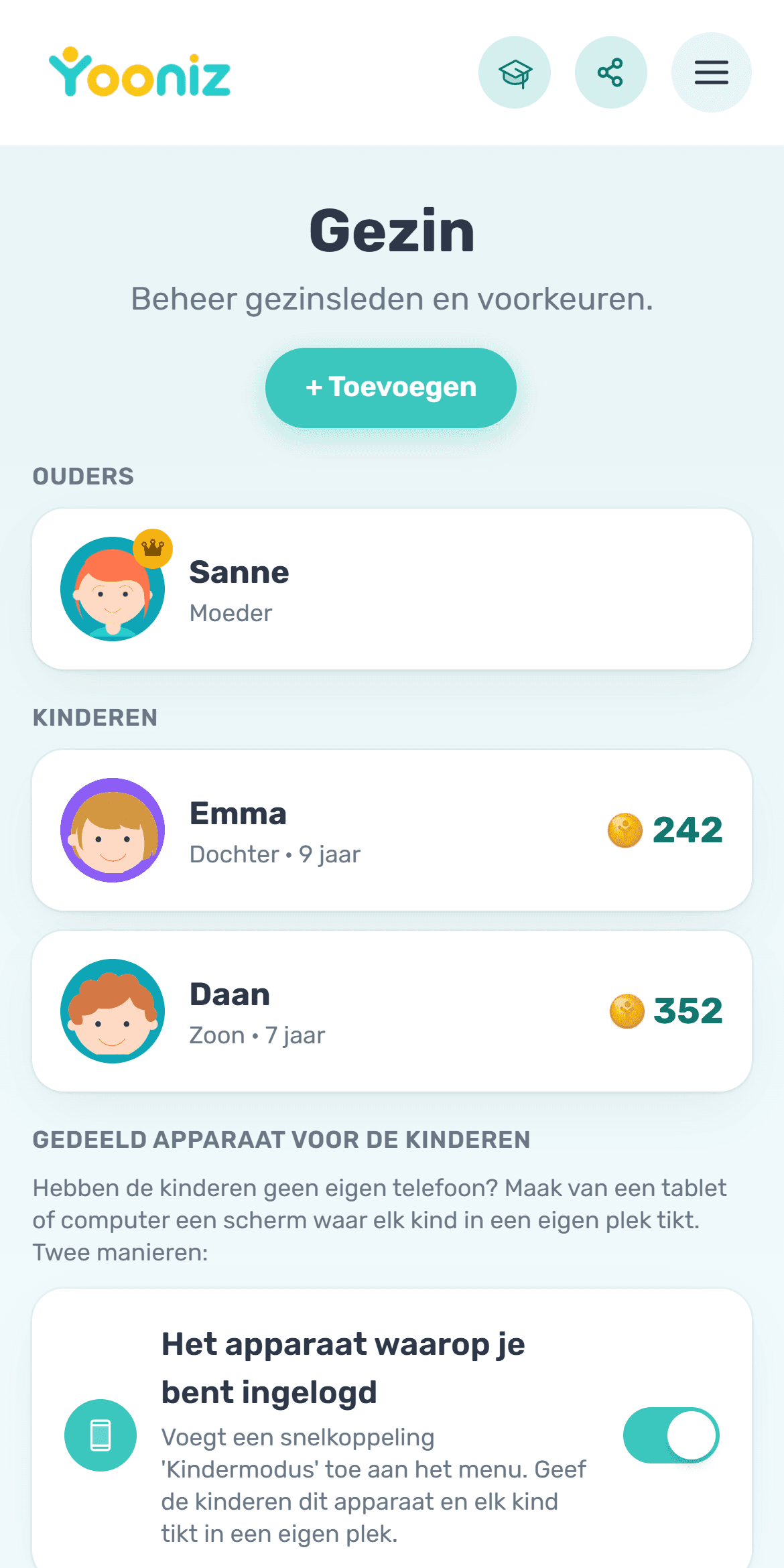 Voeg de gezinsleden toe