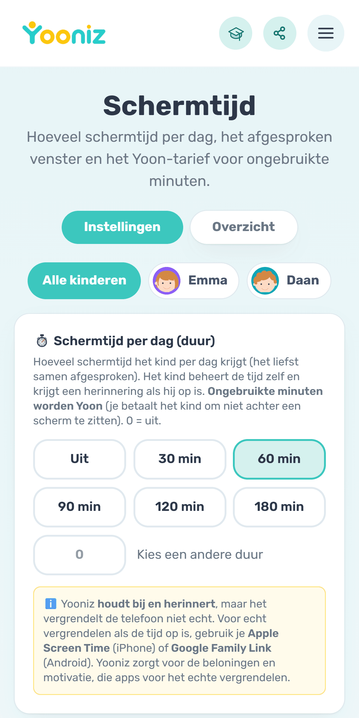 Spreek een vaste schermtijd af