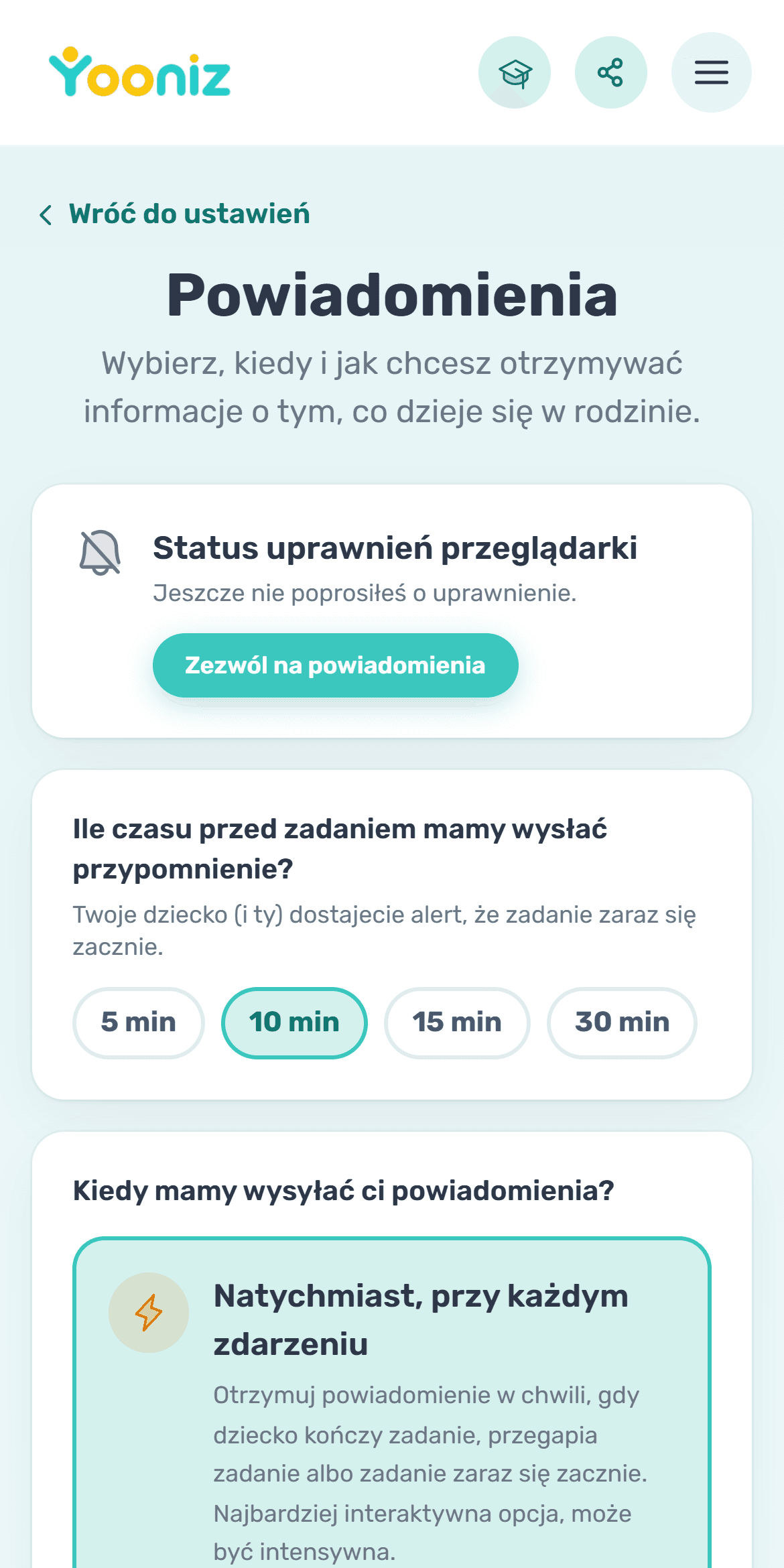 Ustaw powiadomienia i przypomnienia