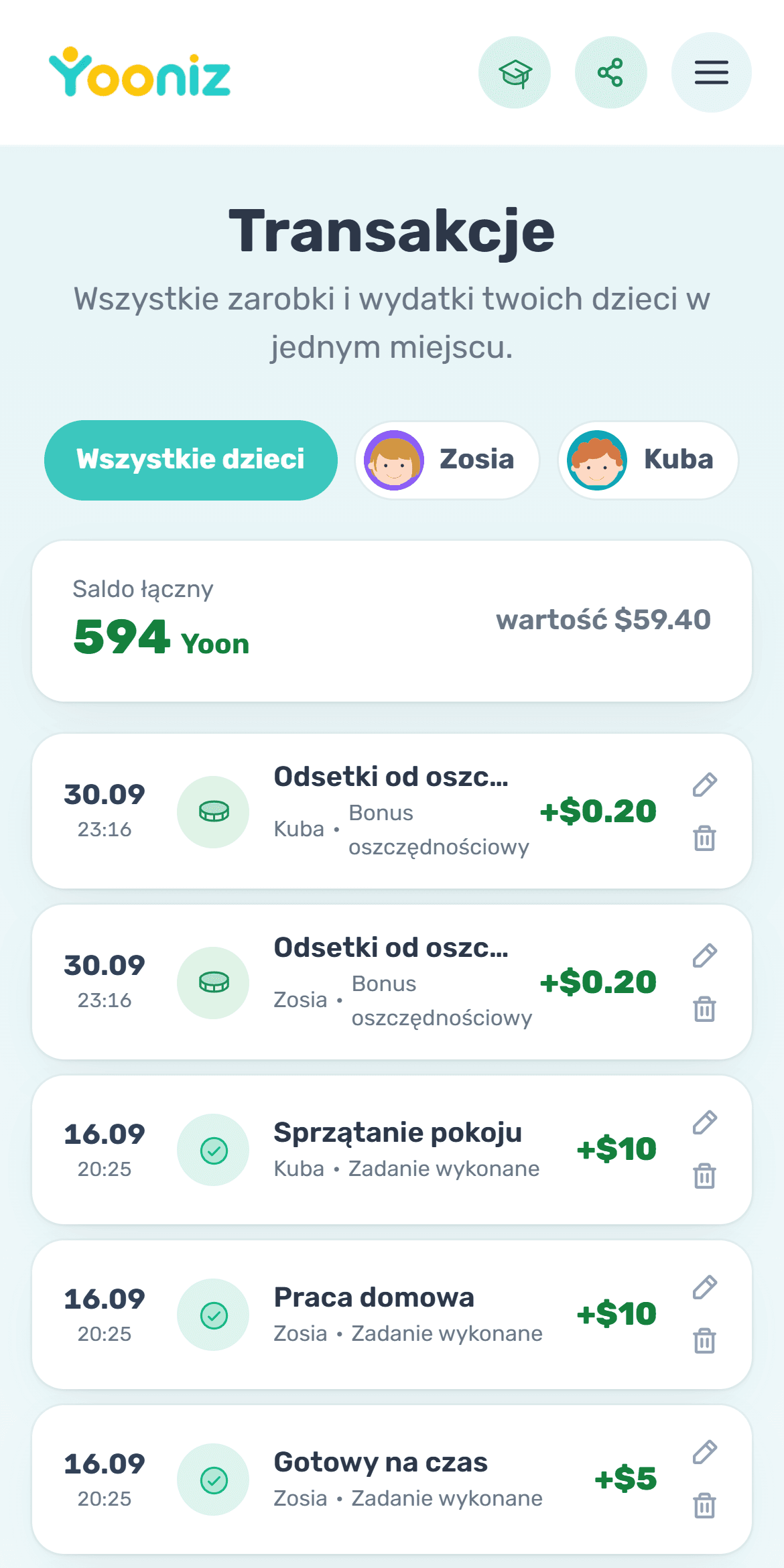 Zobacz wszystko w historii konta