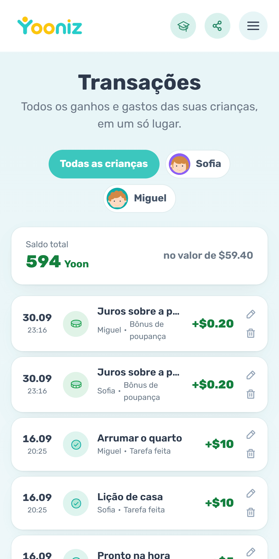 Veja tudo no extrato