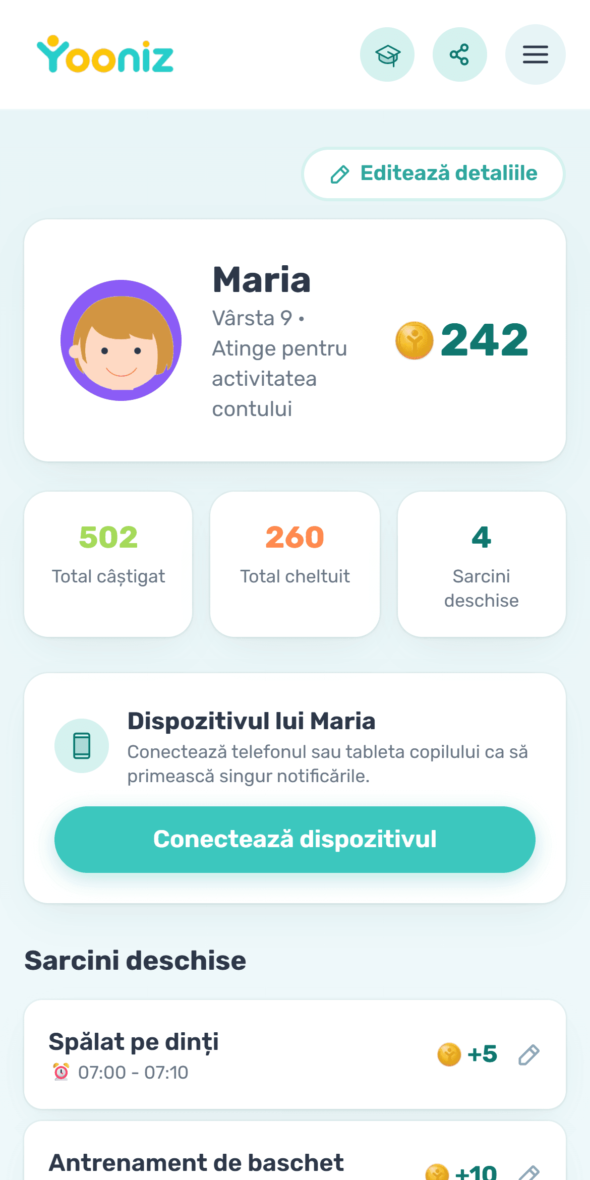 Conectează dispozitivele copiilor