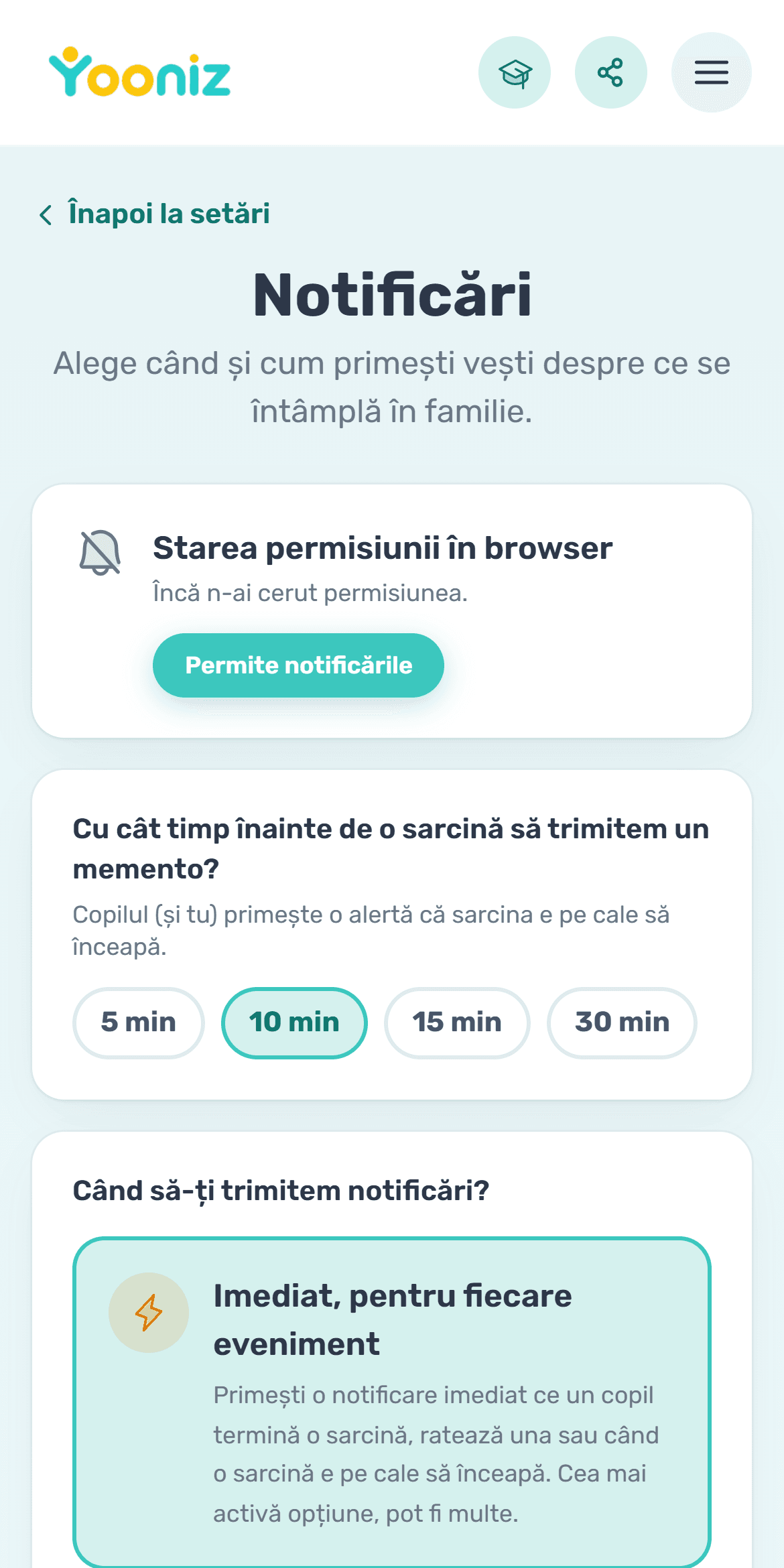Setează notificări și mementouri