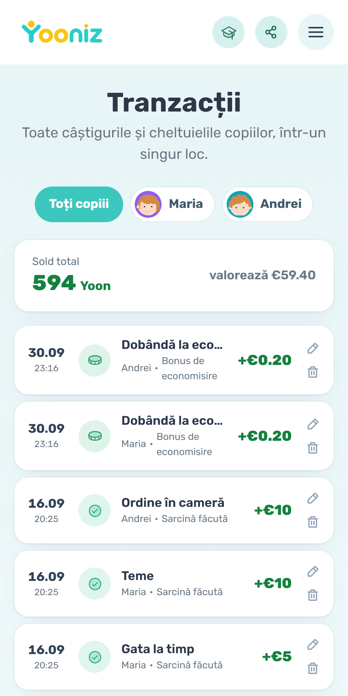 Vezi totul în istoricul contului