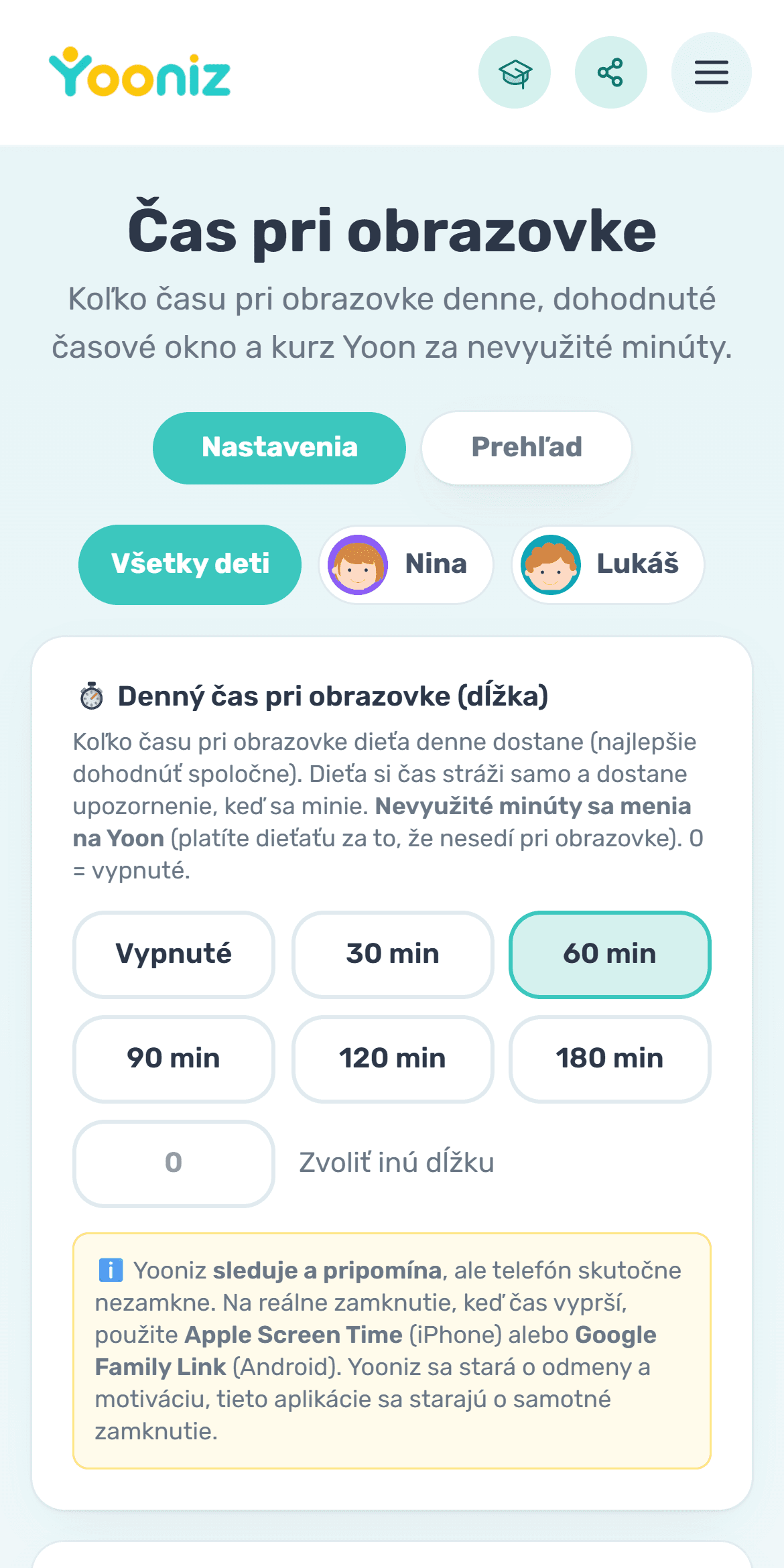 Dohodnete čas pri obrazovke
