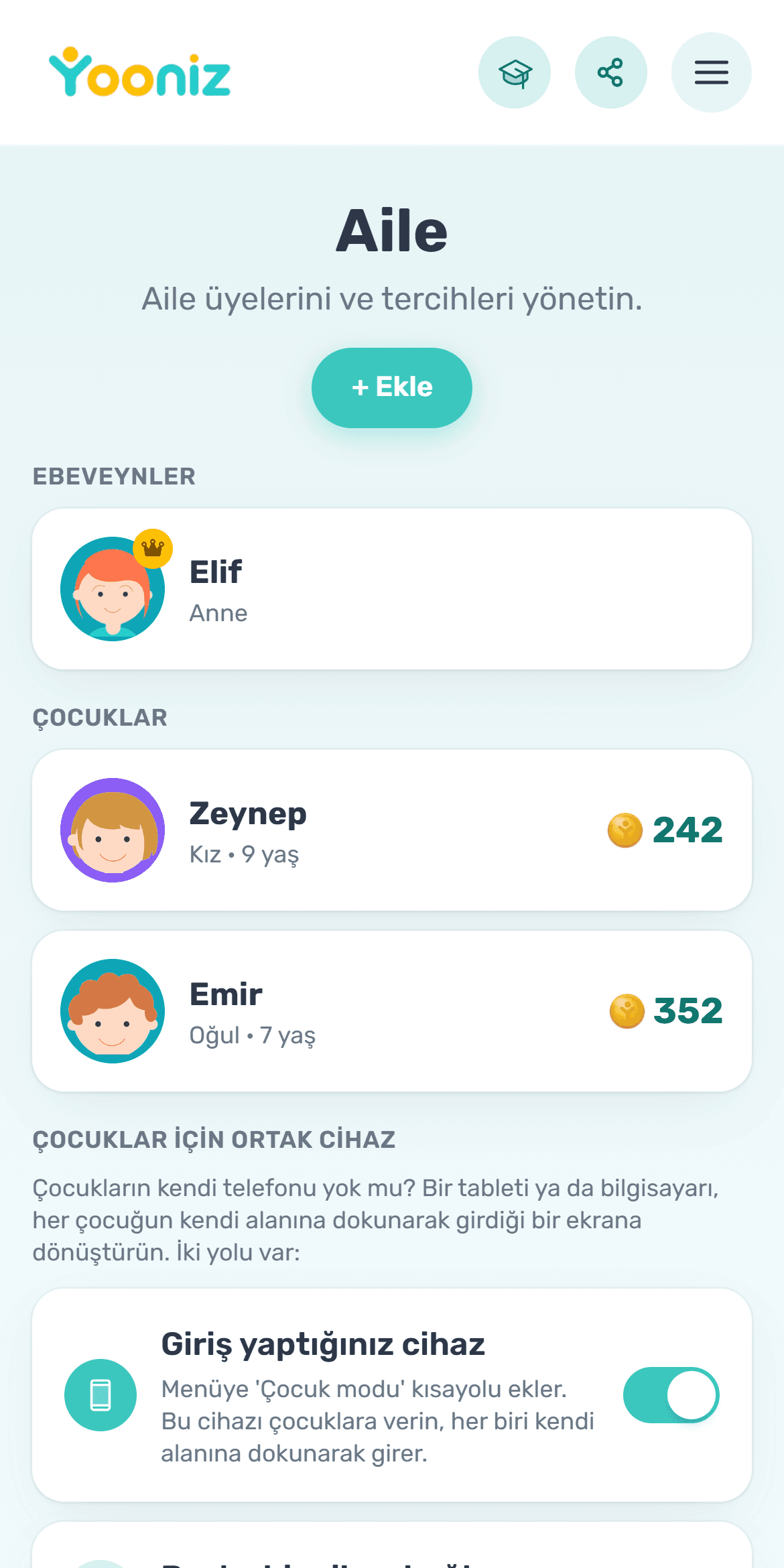 Aile üyelerini ekleyin