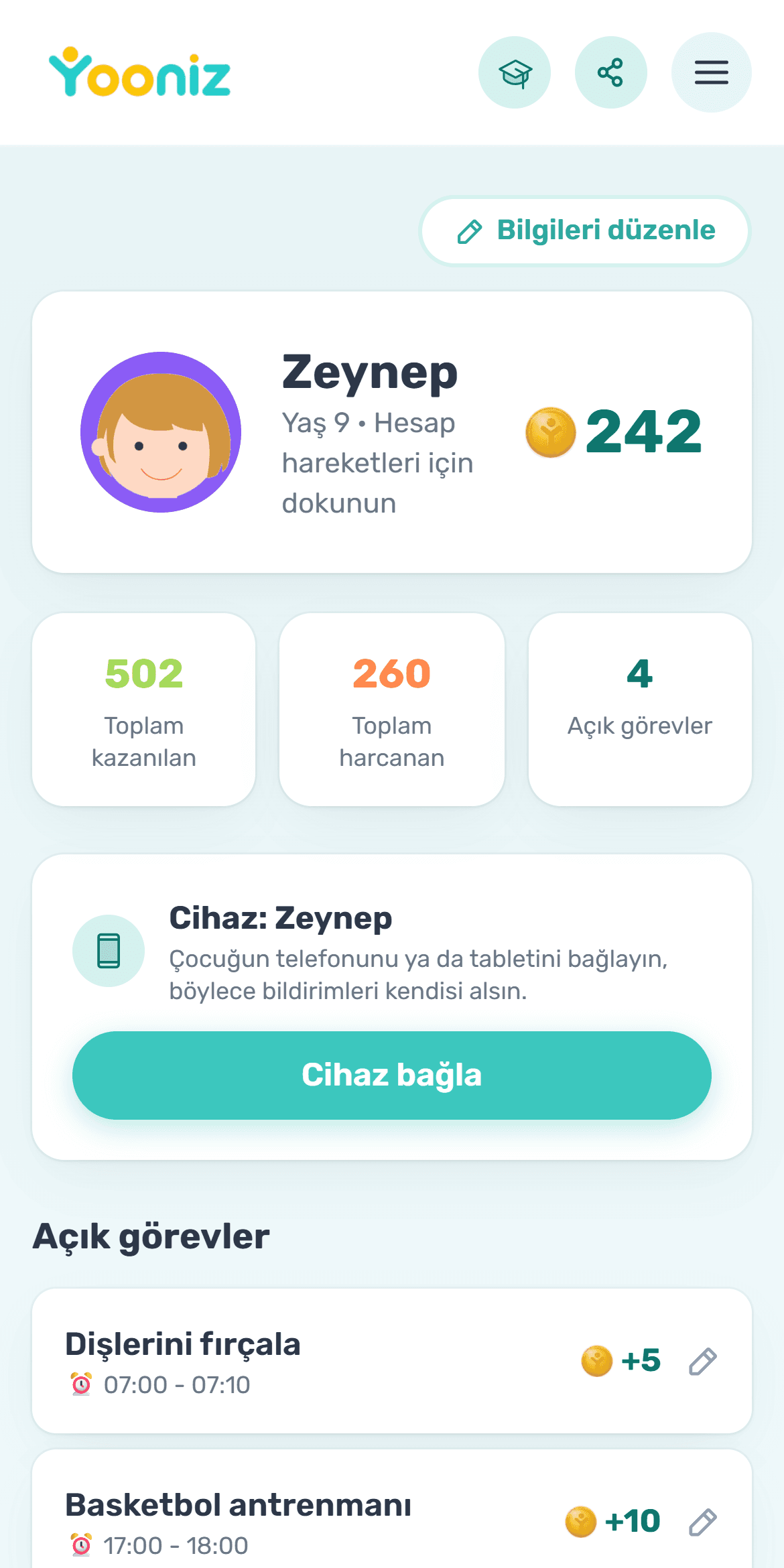 Çocukların cihazlarını bağlayın