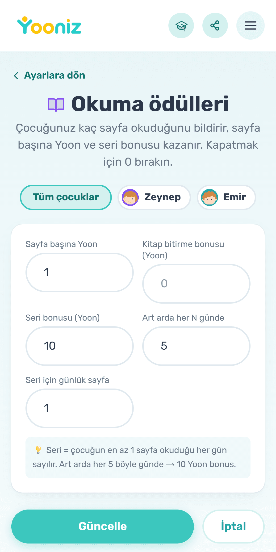Okumayı da ödüllendirebilirsiniz